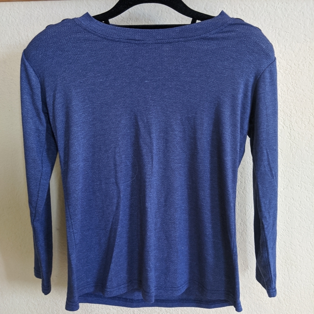Dark Blue 3/4 long sleeve metallic rings shoulder